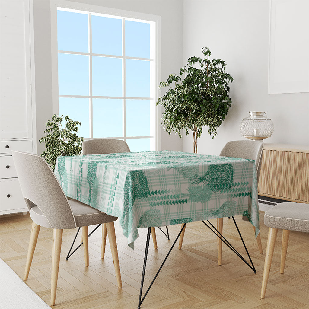 Aloha Hawaii Vintage Kahili Pa'a Lima Tablecloth Palaka Print Mossy Teal LT7 - Polynesian Pride