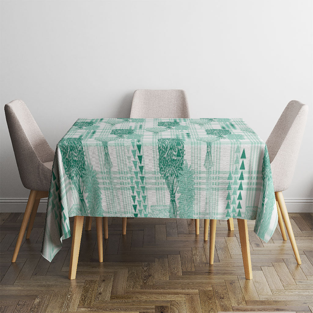 Aloha Hawaii Vintage Kahili Pa'a Lima Tablecloth Palaka Print Mossy Teal LT7 - Polynesian Pride