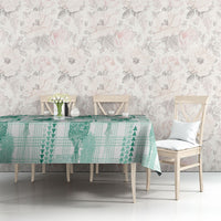 Aloha Hawaii Vintage Kahili Pa'a Lima Tablecloth Palaka Print Mossy Teal LT7 - Polynesian Pride