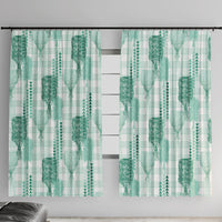Aloha Hawaii Vintage Kahili Pa'a Lima Window Curtain Palaka Print Mossy Teal LT7 With Hooks Mossy Teal - Polynesian Pride