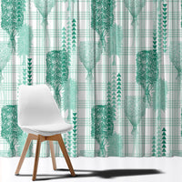 Aloha Hawaii Vintage Kahili Pa'a Lima Window Curtain Palaka Print Mossy Teal LT7 - Polynesian Pride