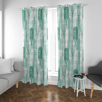 Aloha Hawaii Vintage Kahili Pa'a Lima Window Curtain Palaka Print Mossy Teal LT7 With Grommets Mossy Teal - Polynesian Pride