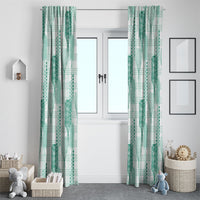 Aloha Hawaii Vintage Kahili Pa'a Lima Window Curtain Palaka Print Mossy Teal LT7 - Polynesian Pride