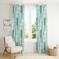 Aloha Hawaii Vintage Kahili Pa'a Lima Window Curtain Palaka Print Mossy Teal LT7 - Polynesian Pride