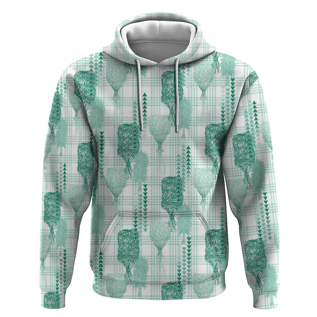 Aloha Hawaii Vintage Kahili Pa'a Lima Zip Hoodie Palaka Print Mossy Teal LT7 Pullover Hoodie Mossy Teal - Polynesian Pride