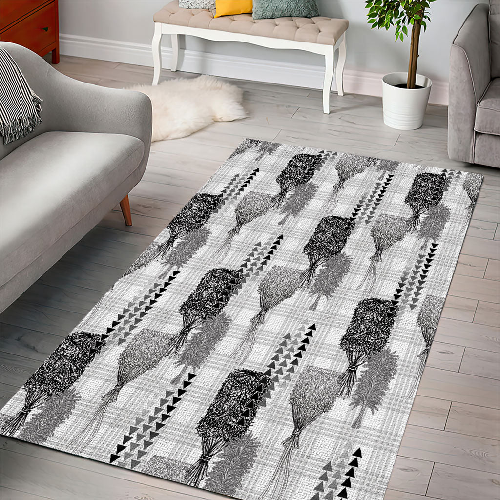 Aloha Hawaii Vintage Kahili Pa'a Lima Area Rug Palaka Print Hinahina LT7 - Polynesian Pride