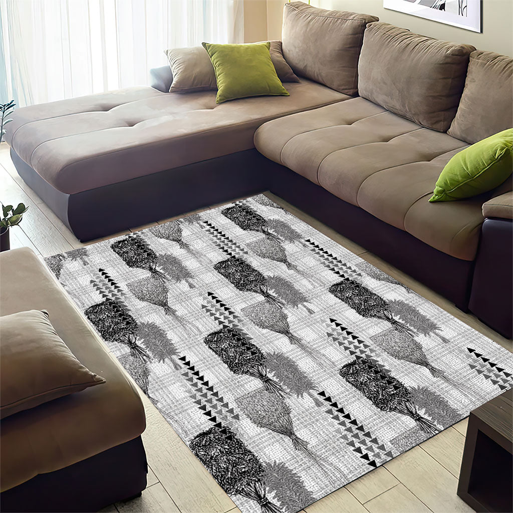 Aloha Hawaii Vintage Kahili Pa'a Lima Area Rug Palaka Print Hinahina LT7 - Polynesian Pride