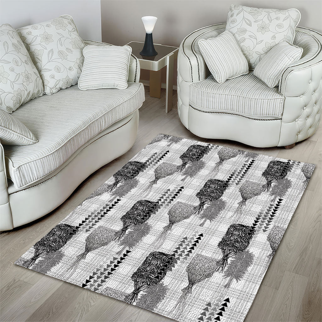 Aloha Hawaii Vintage Kahili Pa'a Lima Area Rug Palaka Print Hinahina LT7 - Polynesian Pride