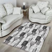 Aloha Hawaii Vintage Kahili Pa'a Lima Area Rug Palaka Print Hinahina LT7 - Polynesian Pride