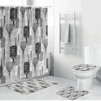 Aloha Hawaii Vintage Kahili Pa'a Lima Bathroom Set Palaka Print Hinahina LT7 Bathroom Set (4 pcs) Gray - Polynesian Pride