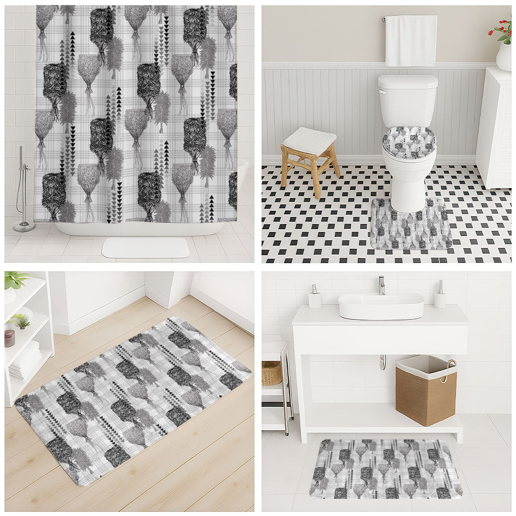Aloha Hawaii Vintage Kahili Pa'a Lima Bathroom Set Palaka Print Hinahina LT7 - Polynesian Pride