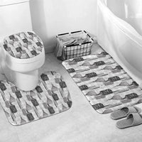 Aloha Hawaii Vintage Kahili Pa'a Lima Bathroom Set Palaka Print Hinahina LT7 Mat Set Only (3 pcs) One Size Gray - Polynesian Pride