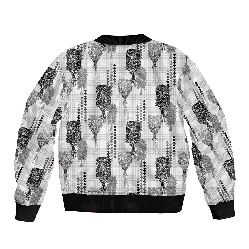 Aloha Hawaii Vintage Kahili Pa'a Lima Bomber Jacket Palaka Print Hinahina LT7 - Polynesian Pride