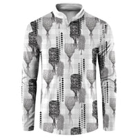 Aloha Hawaii Vintage Kahili Pa'a Lima Button Sweatshirt Palaka Print Hinahina LT7 Gray - Polynesian Pride