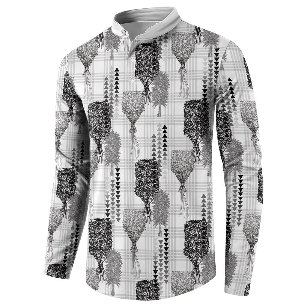 Aloha Hawaii Vintage Kahili Pa'a Lima Button Sweatshirt Palaka Print Hinahina LT7 - Polynesian Pride