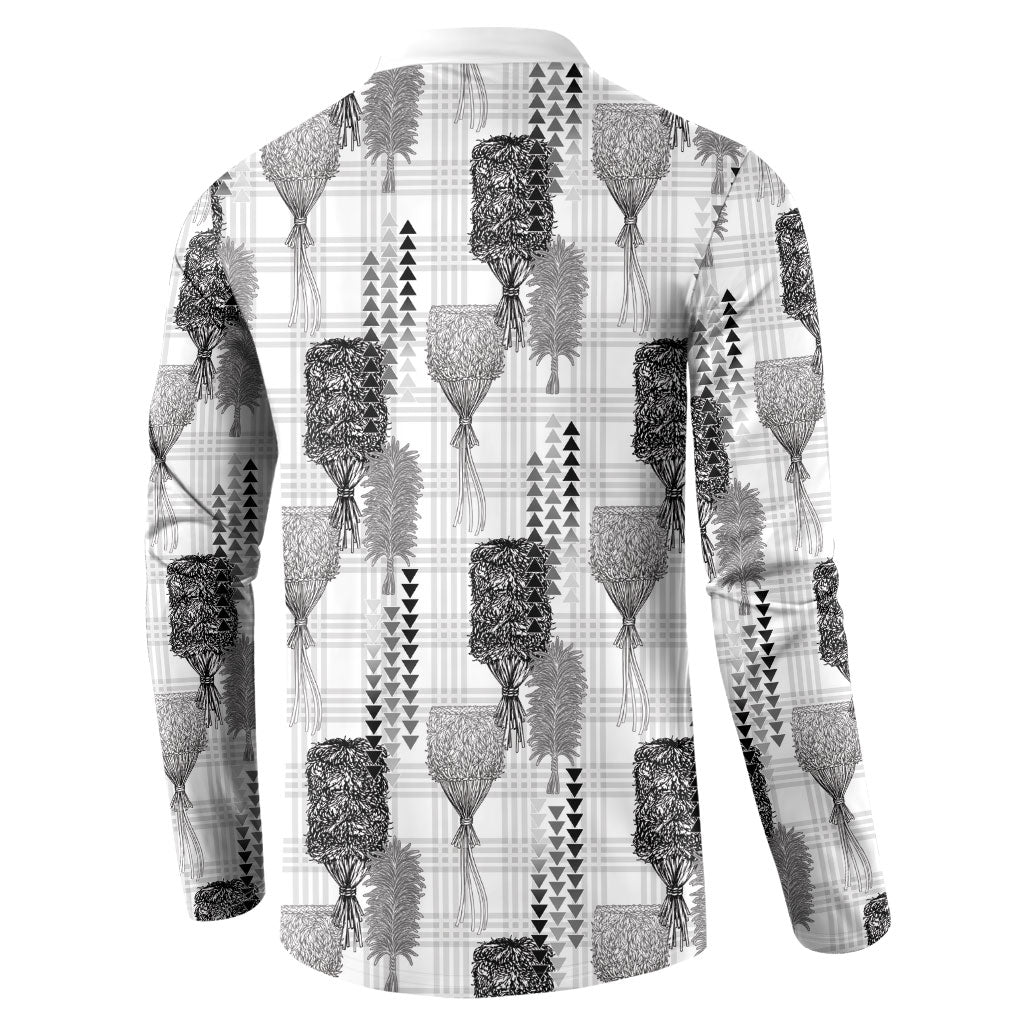 Aloha Hawaii Vintage Kahili Pa'a Lima Button Sweatshirt Palaka Print Hinahina LT7 - Polynesian Pride