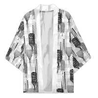 Aloha Hawaii Vintage Kahili Pa'a Lima Kimono Palaka Print Hinahina LT7 Unisex Gray - Polynesian Pride
