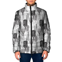 Aloha Hawaii Vintage Kahili Pa'a Lima Padded Jacket Palaka Print Hinahina LT7 Men Gray - Polynesian Pride