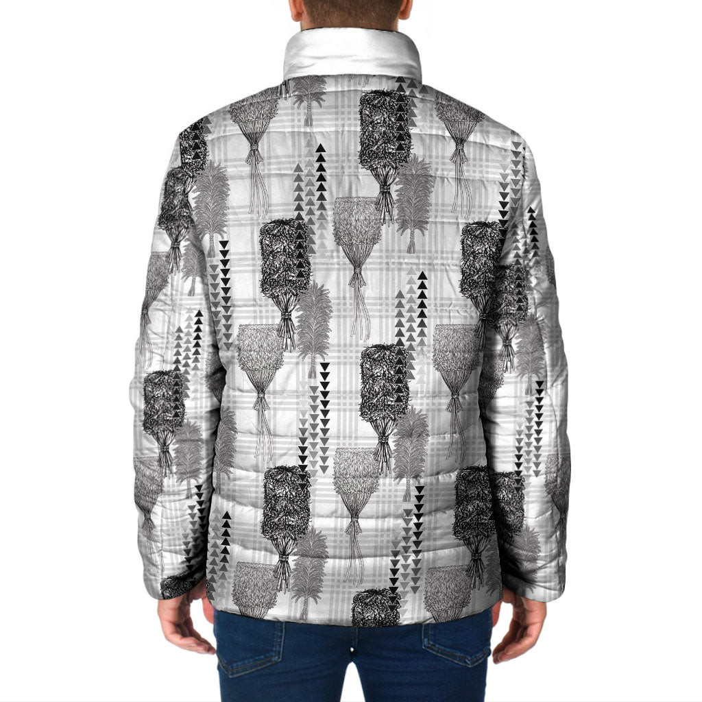 Aloha Hawaii Vintage Kahili Pa'a Lima Padded Jacket Palaka Print Hinahina LT7 - Polynesian Pride