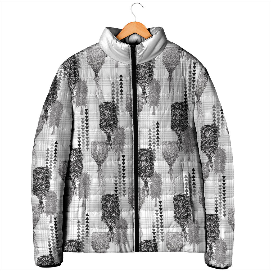 Aloha Hawaii Vintage Kahili Pa'a Lima Padded Jacket Palaka Print Hinahina LT7 - Polynesian Pride