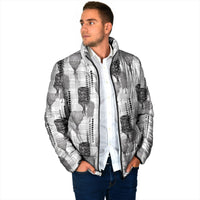 Aloha Hawaii Vintage Kahili Pa'a Lima Padded Jacket Palaka Print Hinahina LT7 - Polynesian Pride
