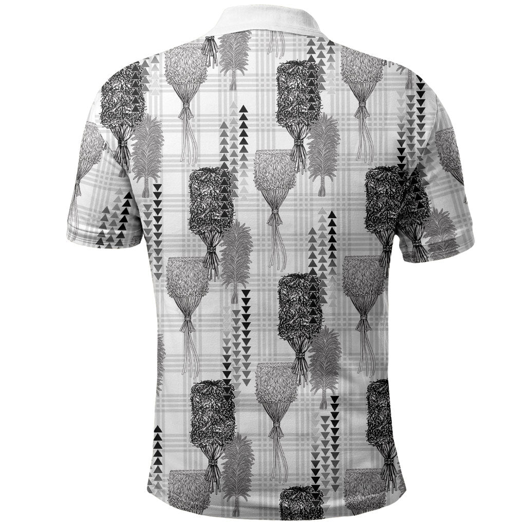 Aloha Hawaii Vintage Kahili Pa'a Lima Polo Shirt Palaka Print Hinahina LT7 - Polynesian Pride