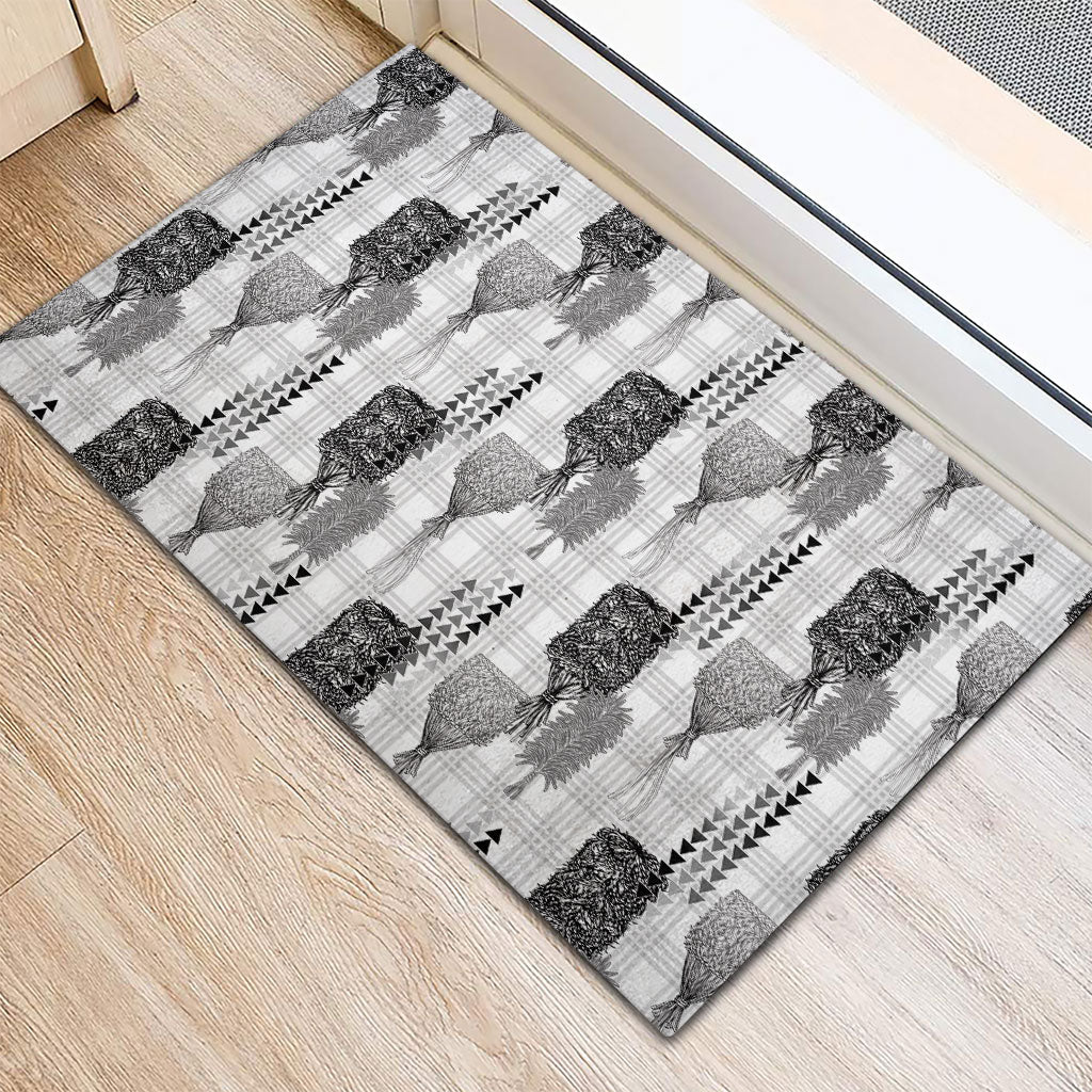 Aloha Hawaii Vintage Kahili Pa'a Lima Rubber Doormat Palaka Print Hinahina LT7 - Polynesian Pride