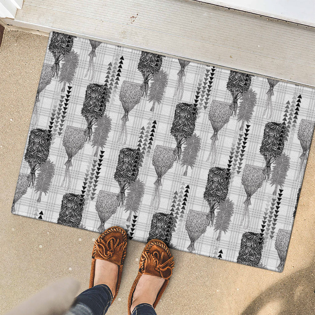 Aloha Hawaii Vintage Kahili Pa'a Lima Rubber Doormat Palaka Print Hinahina LT7 - Polynesian Pride