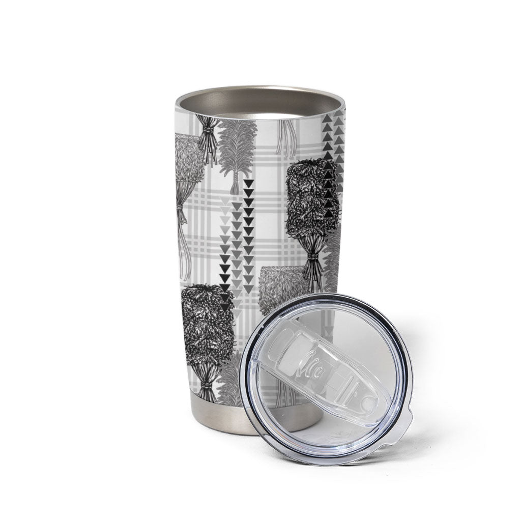 Aloha Hawaii Vintage Kahili Pa'a Lima Tumbler Cup Palaka Print Hinahina LT7 - Polynesian Pride