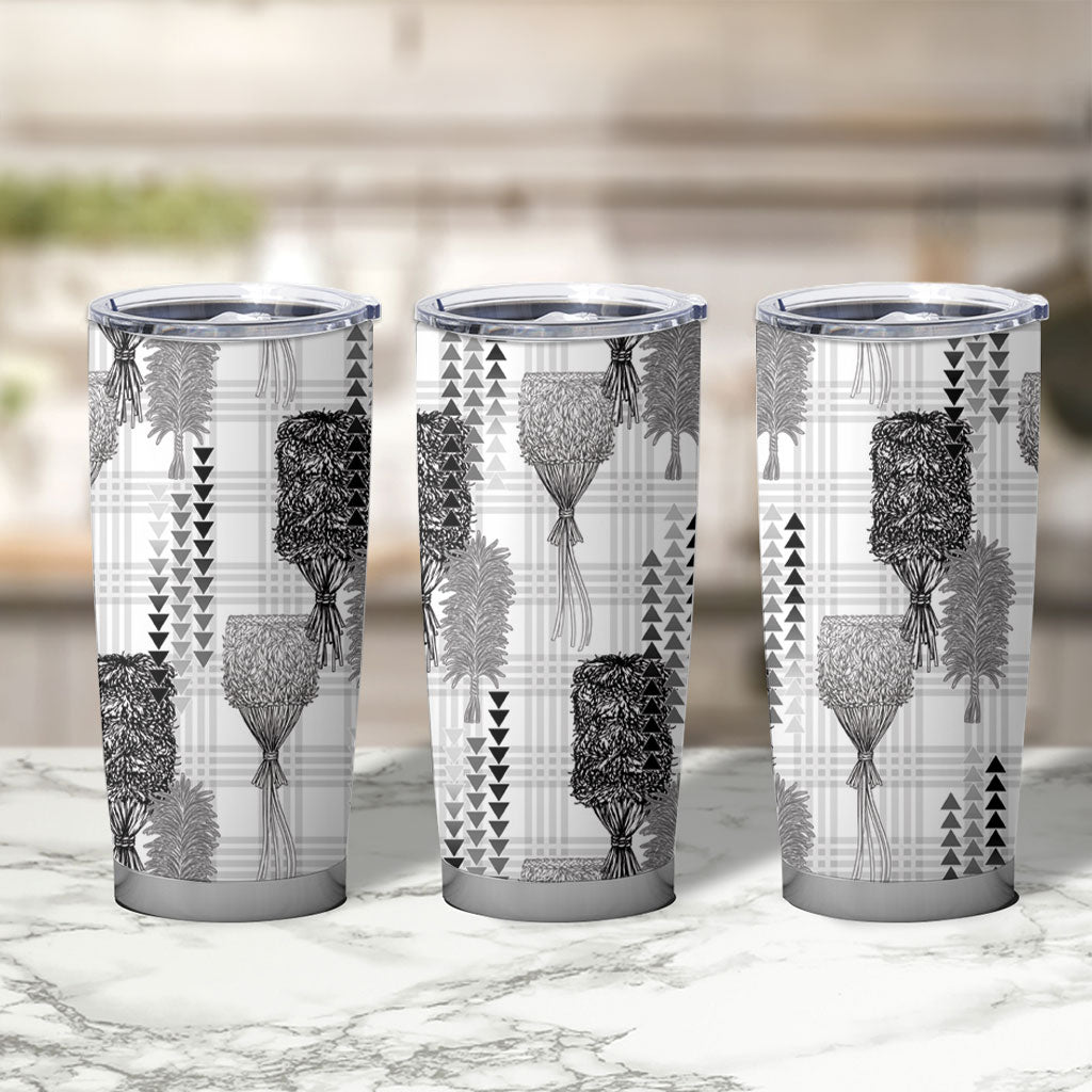 Aloha Hawaii Vintage Kahili Pa'a Lima Tumbler Cup Palaka Print Hinahina LT7 - Polynesian Pride
