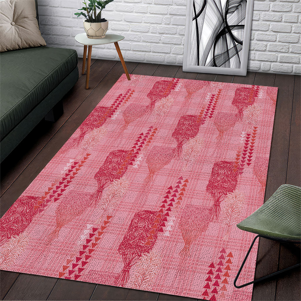 Aloha Hawaii Vintage Kahili Pa'a Lima Area Rug Palaka Print Berry Pink LT7 Pink - Polynesian Pride