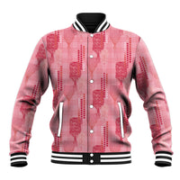 Aloha Hawaii Vintage Kahili Pa'a Lima Baseball Jacket Palaka Print Berry Pink LT7 Unisex Pink - Polynesian Pride