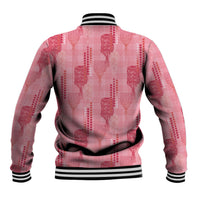Aloha Hawaii Vintage Kahili Pa'a Lima Baseball Jacket Palaka Print Berry Pink LT7 - Polynesian Pride