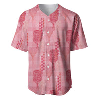 Aloha Hawaii Vintage Kahili Pa'a Lima Baseball Jersey Palaka Print Berry Pink LT7 Pink - Polynesian Pride