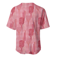 Aloha Hawaii Vintage Kahili Pa'a Lima Baseball Jersey Palaka Print Berry Pink LT7 - Polynesian Pride