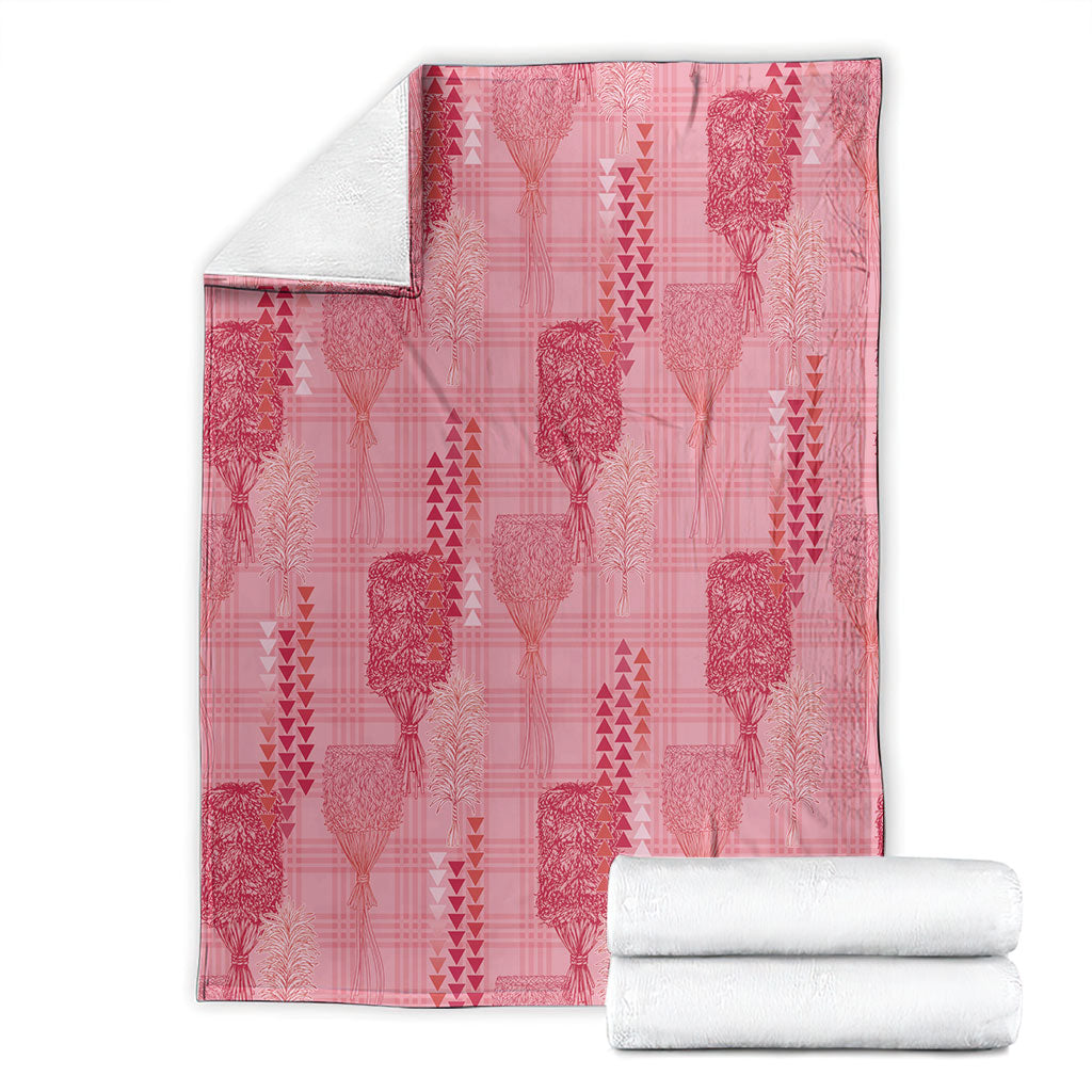 Aloha Hawaii Vintage Kahili Pa'a Lima Blanket Palaka Print Berry Pink LT7 - Polynesian Pride