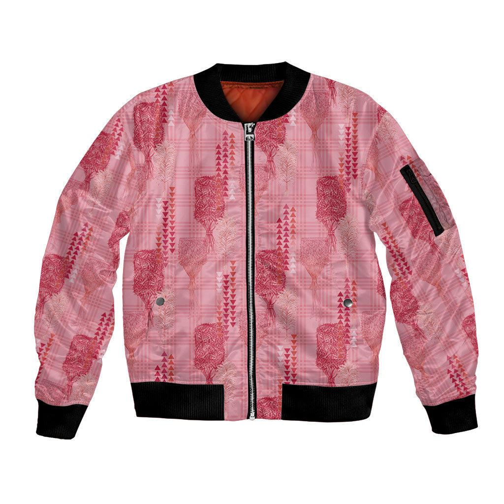 Aloha Hawaii Vintage Kahili Pa'a Lima Sleeve Zip Bomber Jacket Palaka Print Berry Pink LT7 Unisex Pink - Polynesian Pride
