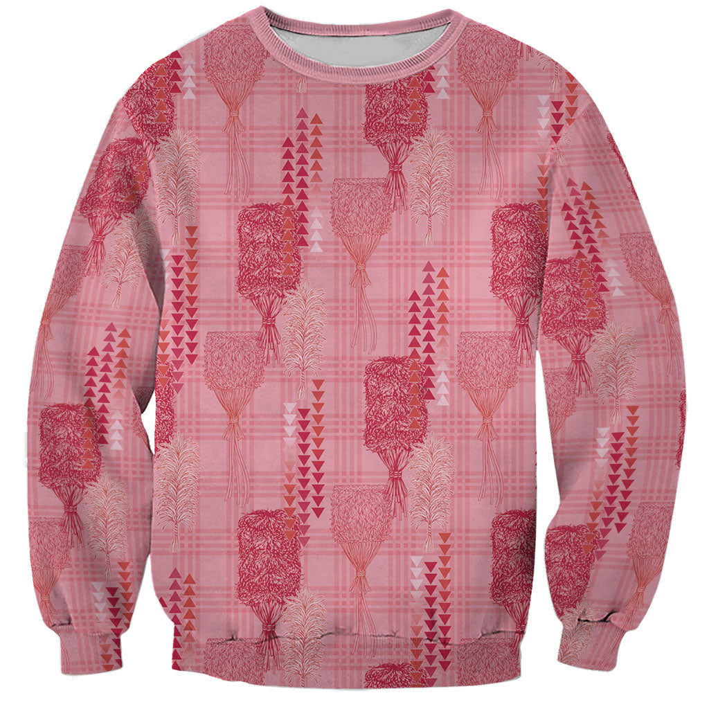 Aloha Hawaii Vintage Kahili Pa'a Lima Sweatshirt Palaka Print Berry Pink LT7 Unisex Pink - Polynesian Pride
