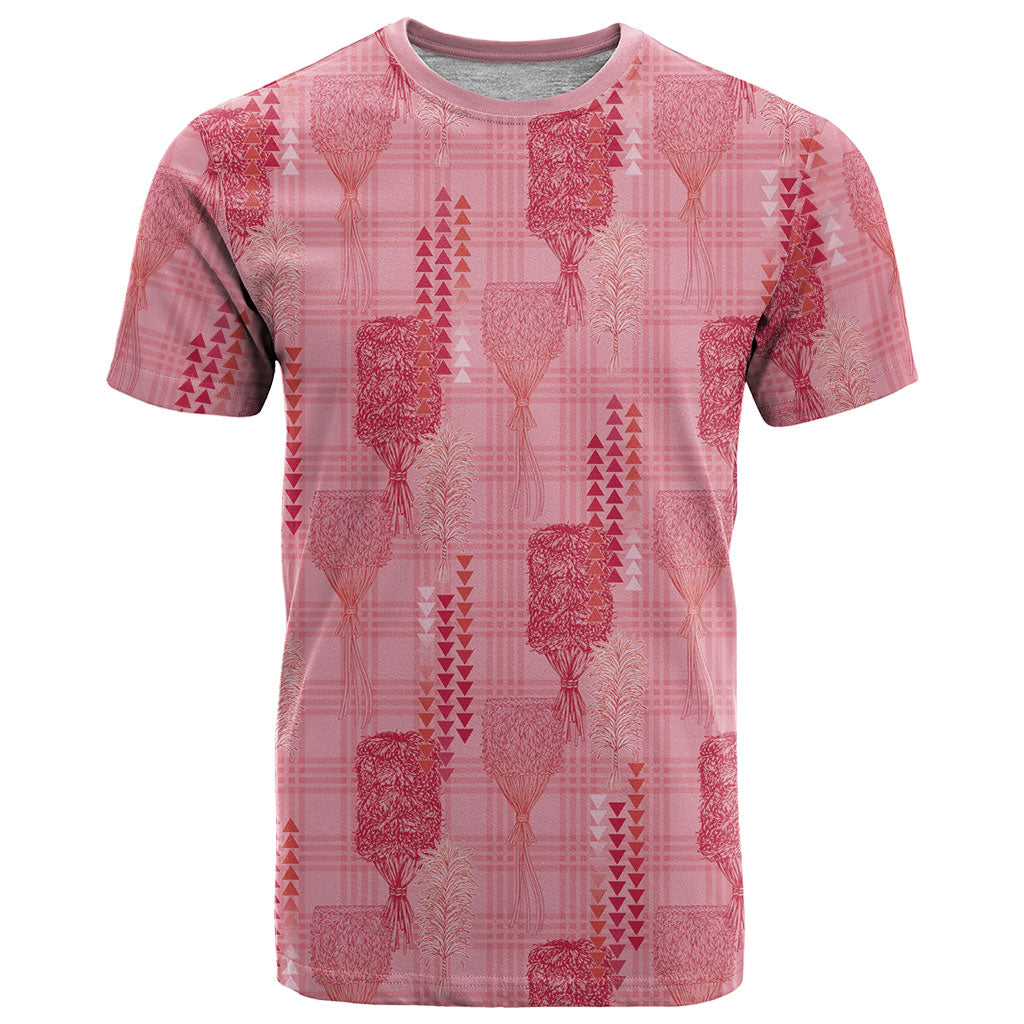 Aloha Hawaii Vintage Kahili Pa'a Lima T Shirt Palaka Print Berry Pink LT7 Pink - Polynesian Pride