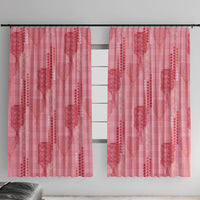Aloha Hawaii Vintage Kahili Pa'a Lima Window Curtain Palaka Print Berry Pink LT7 With Hooks Pink - Polynesian Pride