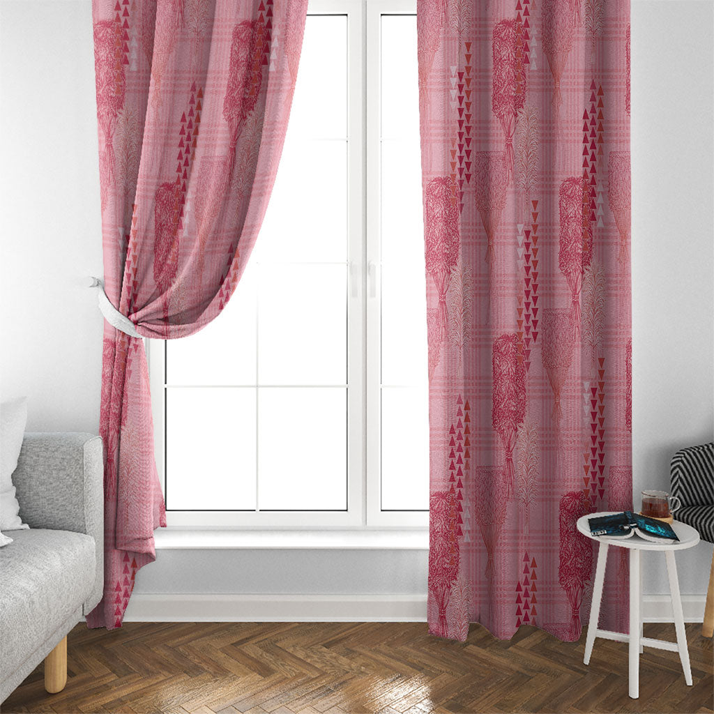 Aloha Hawaii Vintage Kahili Pa'a Lima Window Curtain Palaka Print Berry Pink LT7 - Polynesian Pride