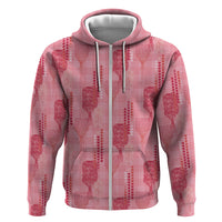 Aloha Hawaii Vintage Kahili Pa'a Lima Zip Hoodie Palaka Print Berry Pink LT7 Zip Hoodie Pink - Polynesian Pride