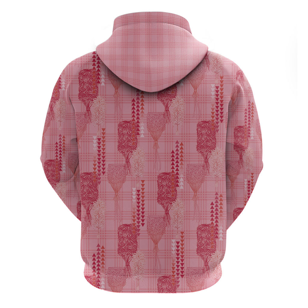 Aloha Hawaii Vintage Kahili Pa'a Lima Zip Hoodie Palaka Print Berry Pink LT7 - Polynesian Pride