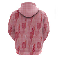 Aloha Hawaii Vintage Kahili Pa'a Lima Zip Hoodie Palaka Print Berry Pink LT7 - Polynesian Pride