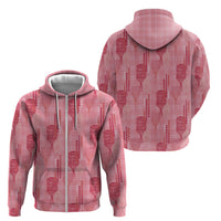 Aloha Hawaii Vintage Kahili Pa'a Lima Zip Hoodie Palaka Print Berry Pink LT7 - Polynesian Pride