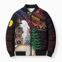 New Caledonia Kanaky Personalized Bomber Puffer Jacket Kagu Bird Emblem LT7 Unisex Black - Polynesian Pride