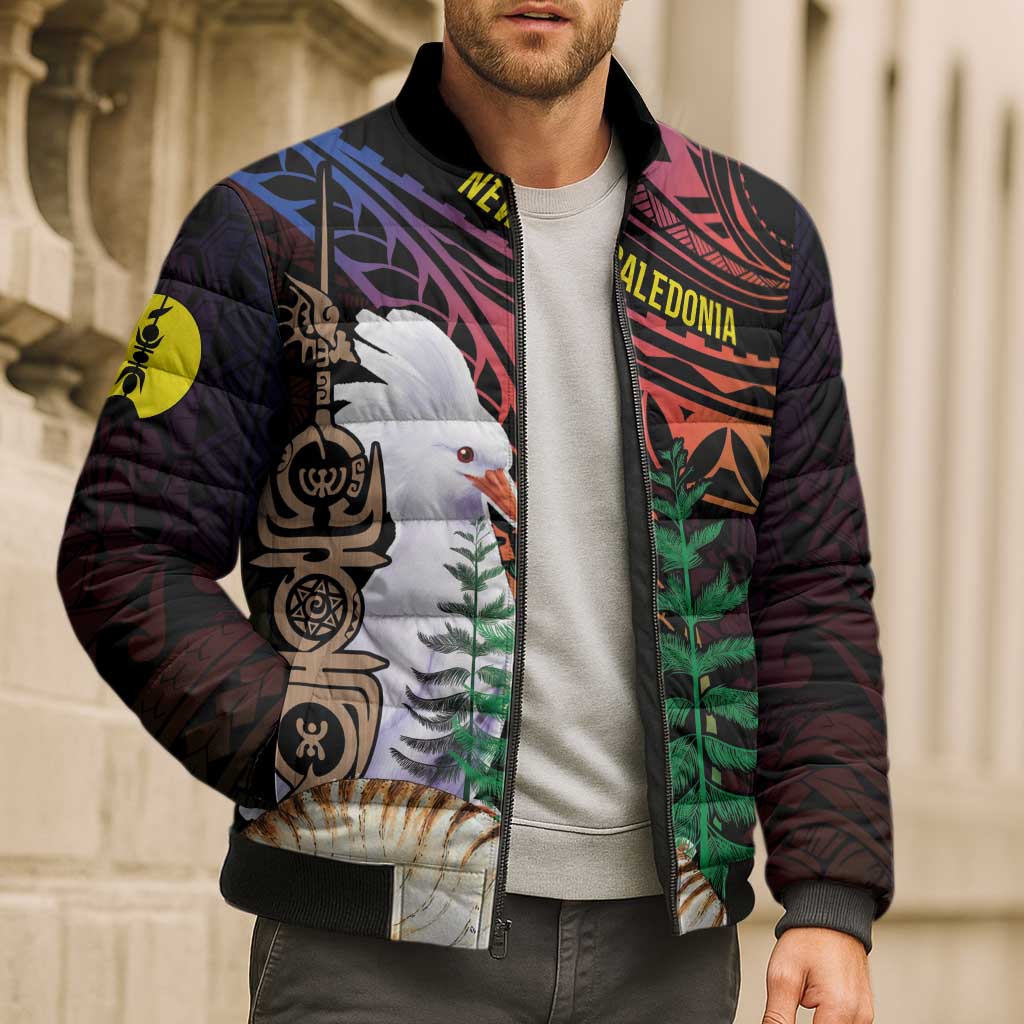 New Caledonia Kanaky Personalized Bomber Puffer Jacket Kagu Bird Emblem LT7 - Polynesian Pride