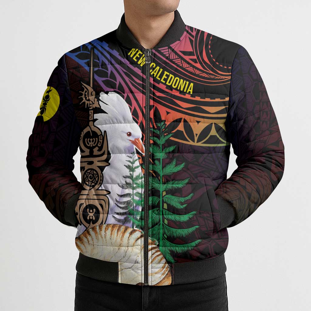 New Caledonia Kanaky Personalized Bomber Puffer Jacket Kagu Bird Emblem LT7 - Polynesian Pride