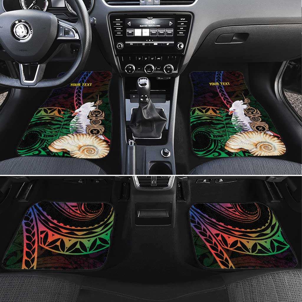 New Caledonia Kanaky Personalized Car Mats Kagu Bird Emblem LT7 Set 4pcs Black - Polynesian Pride