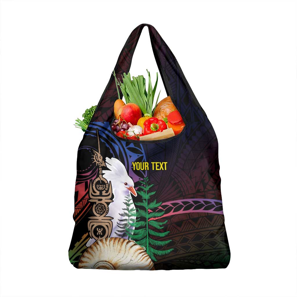 New Caledonia Kanaky Personalized Grocery Bag Kagu Bird Emblem LT7 1-pack One Size Black - Polynesian Pride